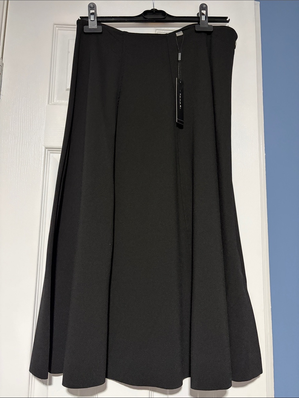 Tahari Black A-Line Midi Skirt